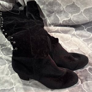 Torrid Velvet Black Knee High Heeled Boots